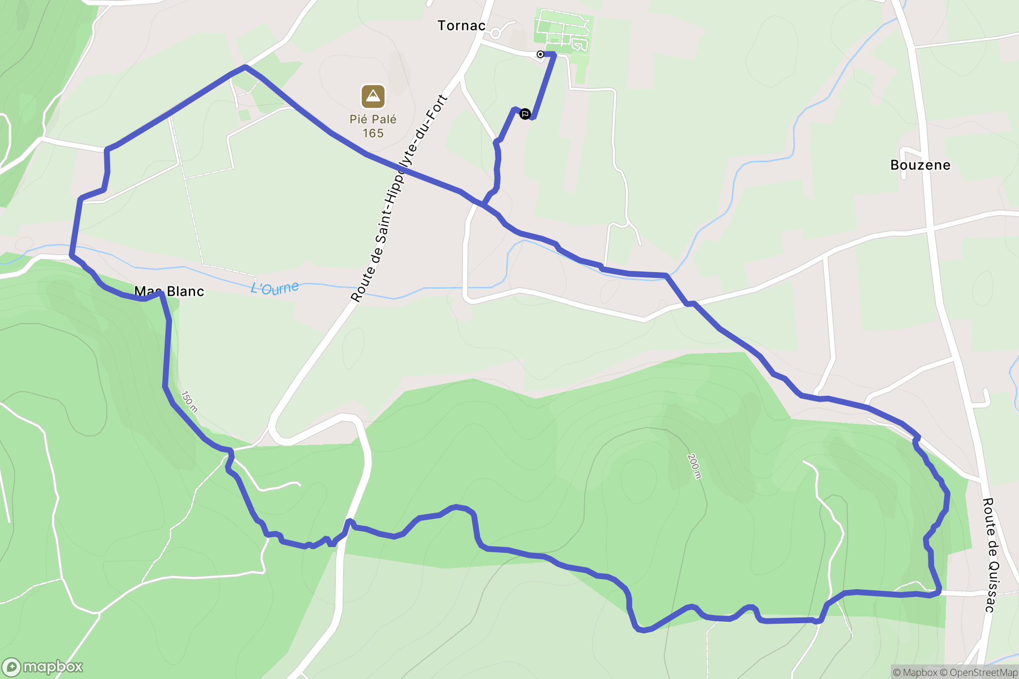 Tornac : carte du parcours de randonnée - France