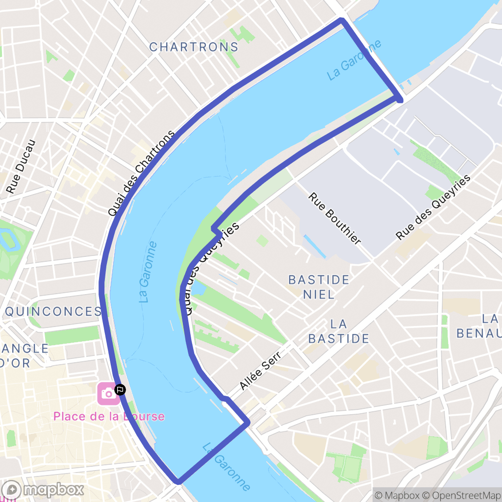 Bordeaux : carte du parcours de randonnée - France