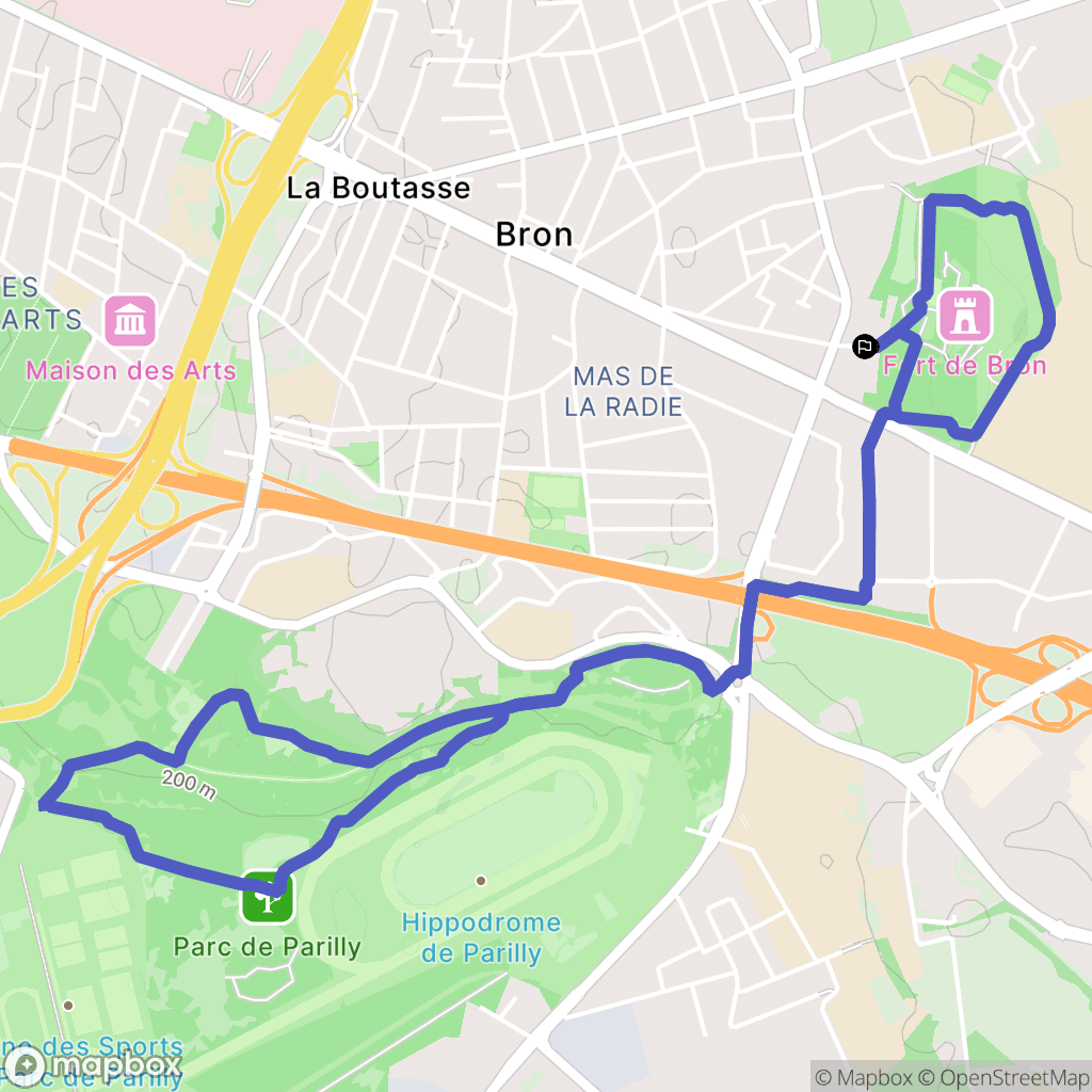 Bron : carte du parcours de randonnée - France