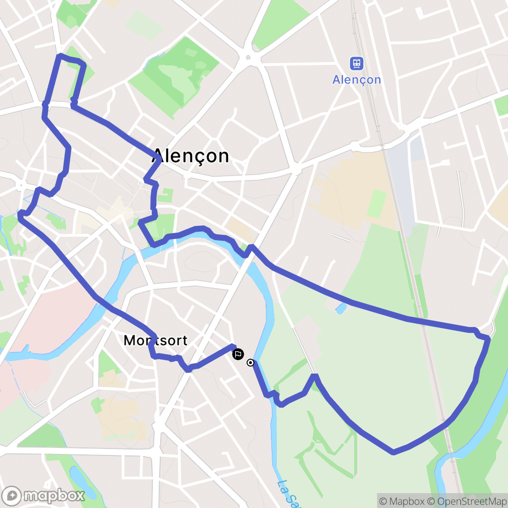 Alençon : carte du parcours de randonnée - France