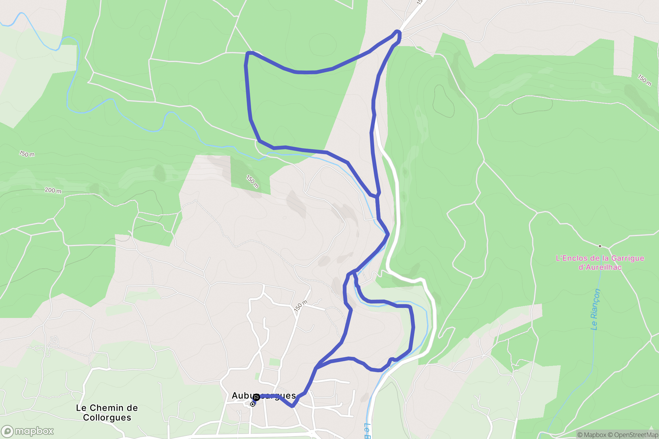 Aubussargues : carte du parcours de randonnée - France