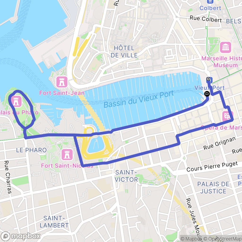 Marseille : carte du parcours de randonnée - France