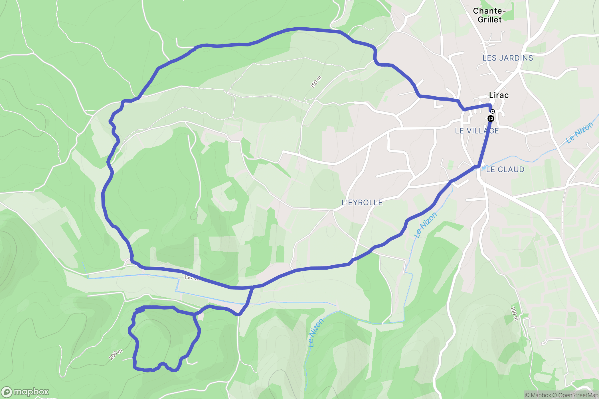 Lirac : carte du parcours de randonnée - France