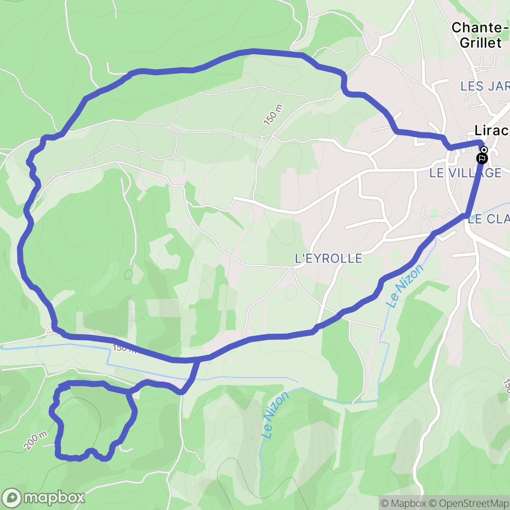 Lirac : carte du parcours de randonnée - France