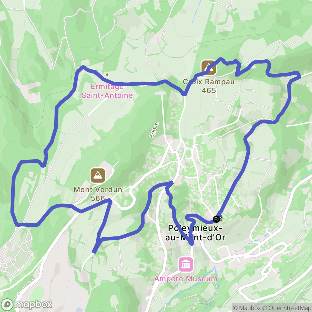 Poleymieux-au-Mont-d'Or : carte du parcours de randonnée - France