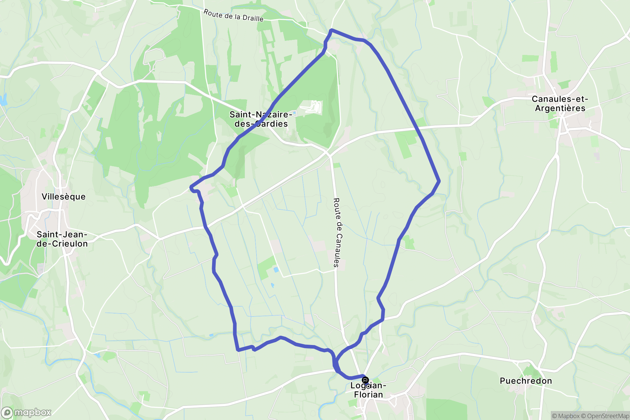 Logrian-Florian : carte du parcours de randonnée - France