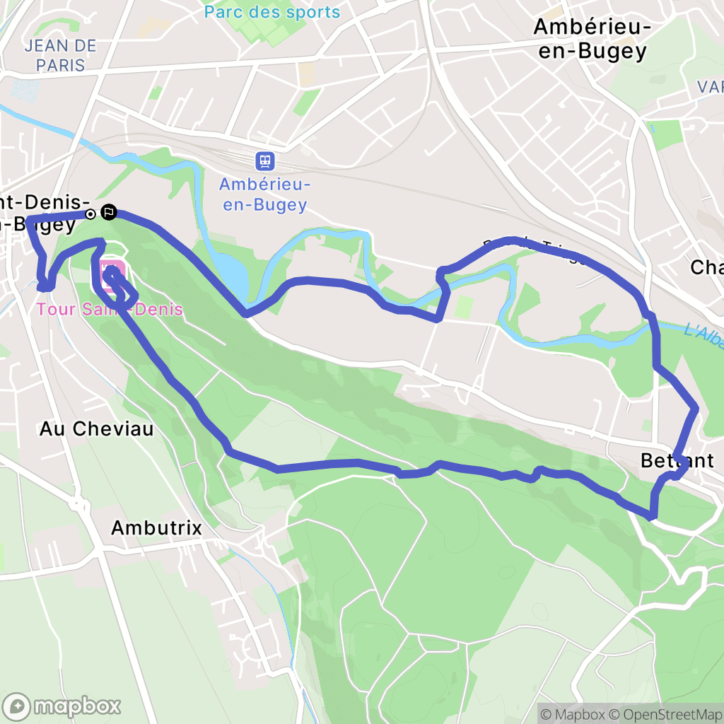 Saint-Denis-en-Bugey : carte du parcours de randonnée - France