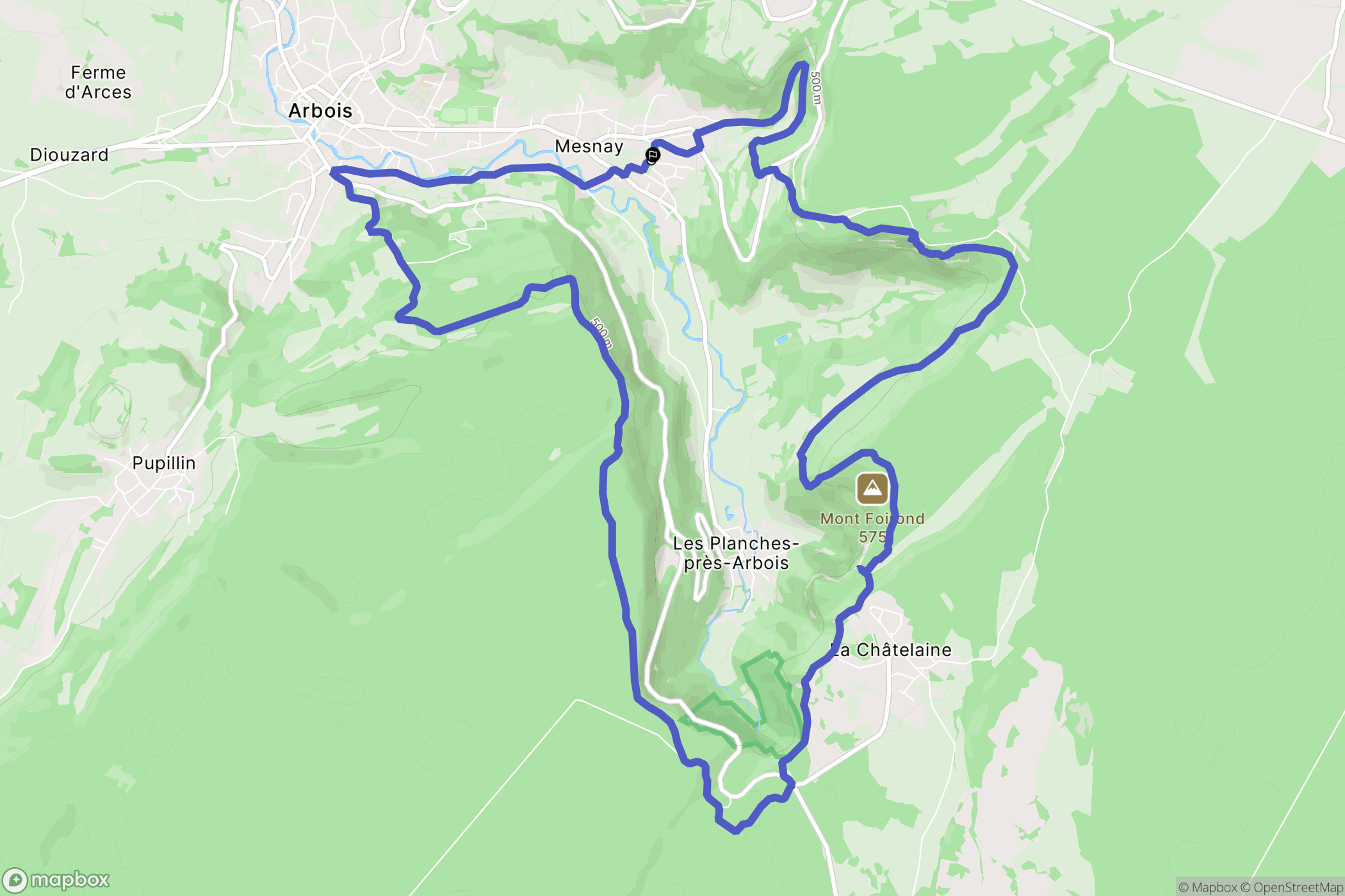 Mesnay : carte du parcours de randonnée - France