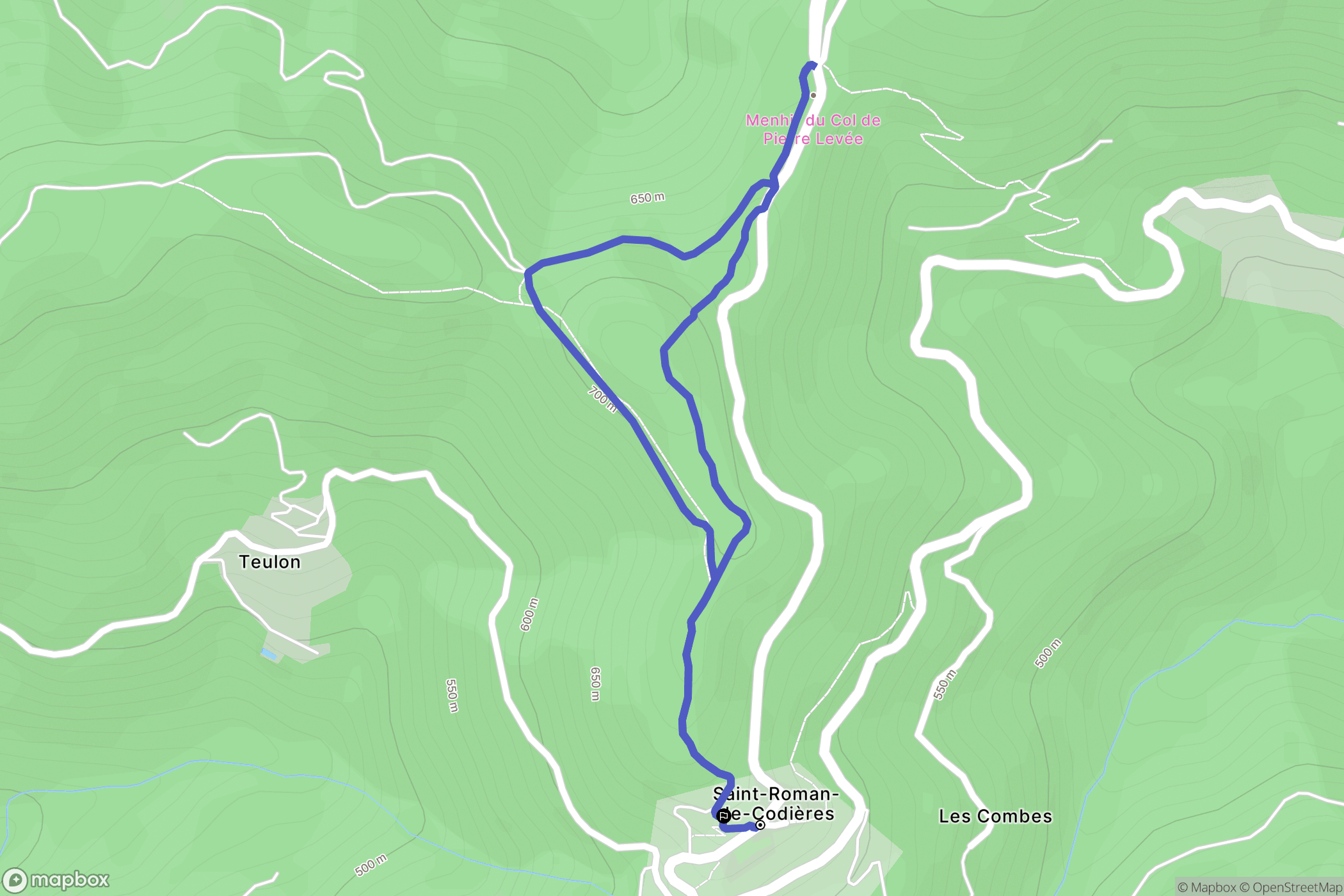 Saint-Roman-de-Codières : carte du parcours de randonnée - France