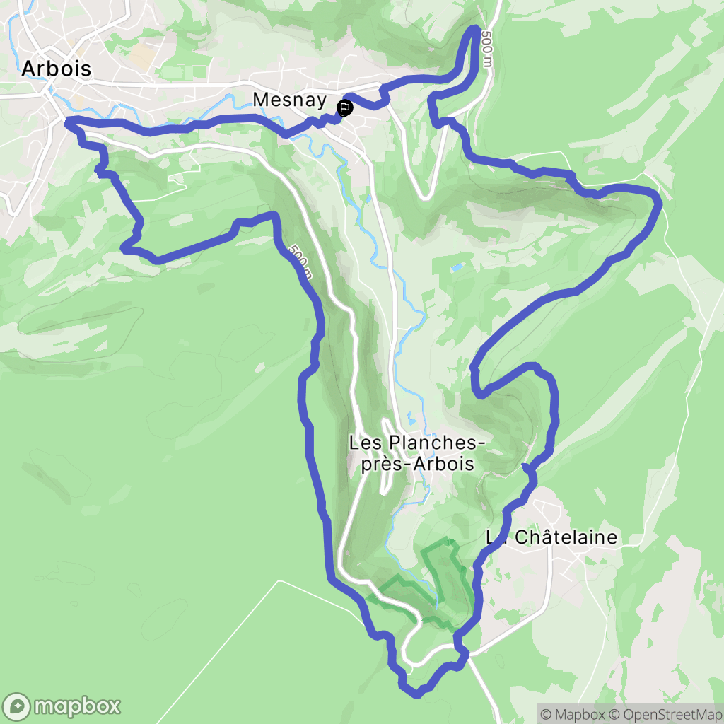 Mesnay : carte du parcours de randonnée - France