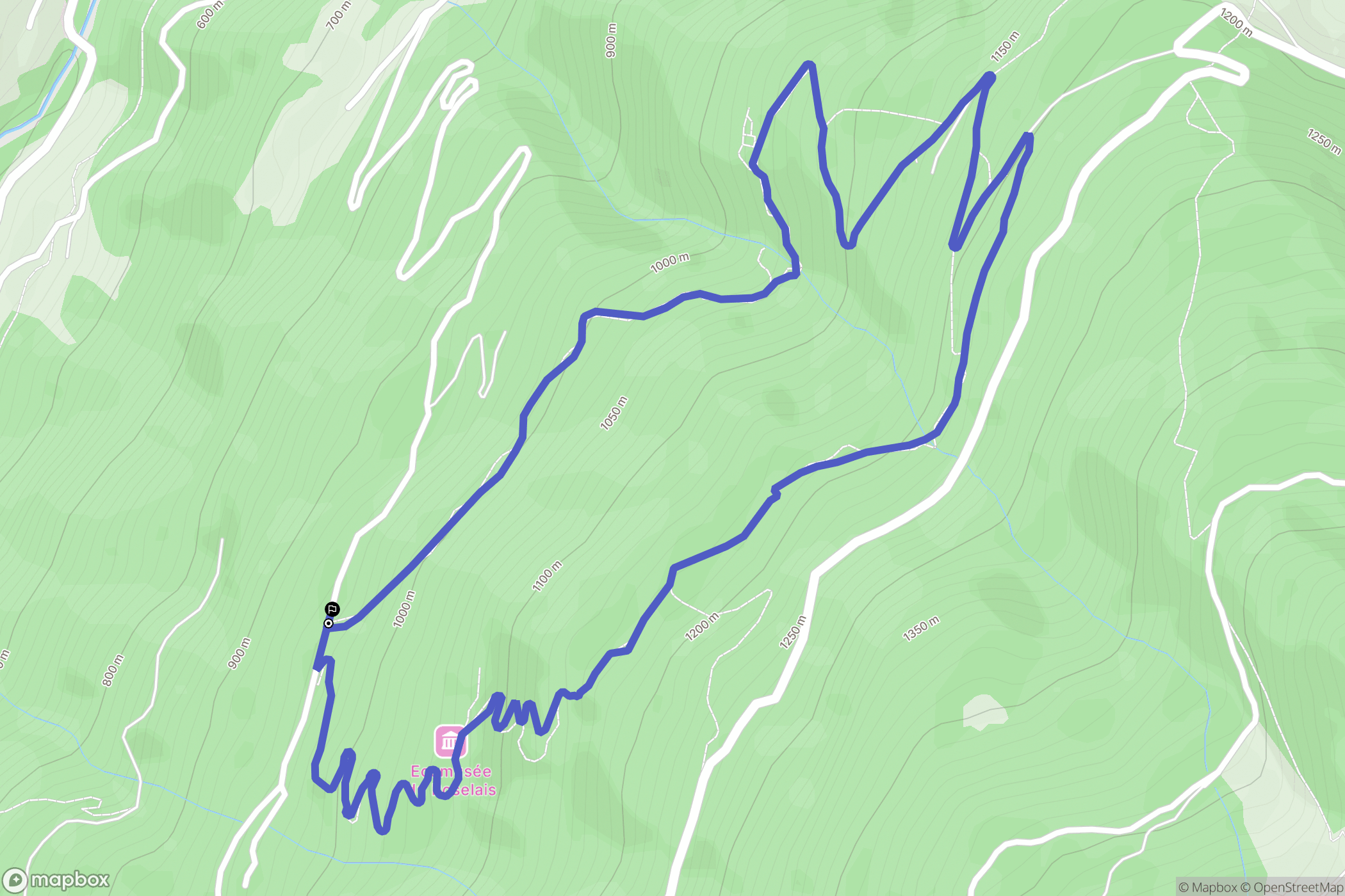 Queige : carte du parcours de randonnée - France