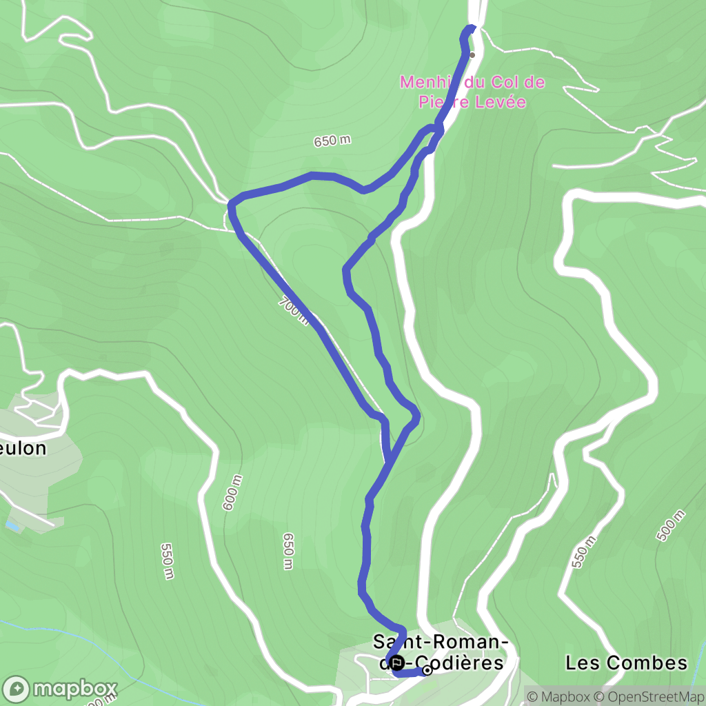 Saint-Roman-de-Codières : carte du parcours de randonnée - France