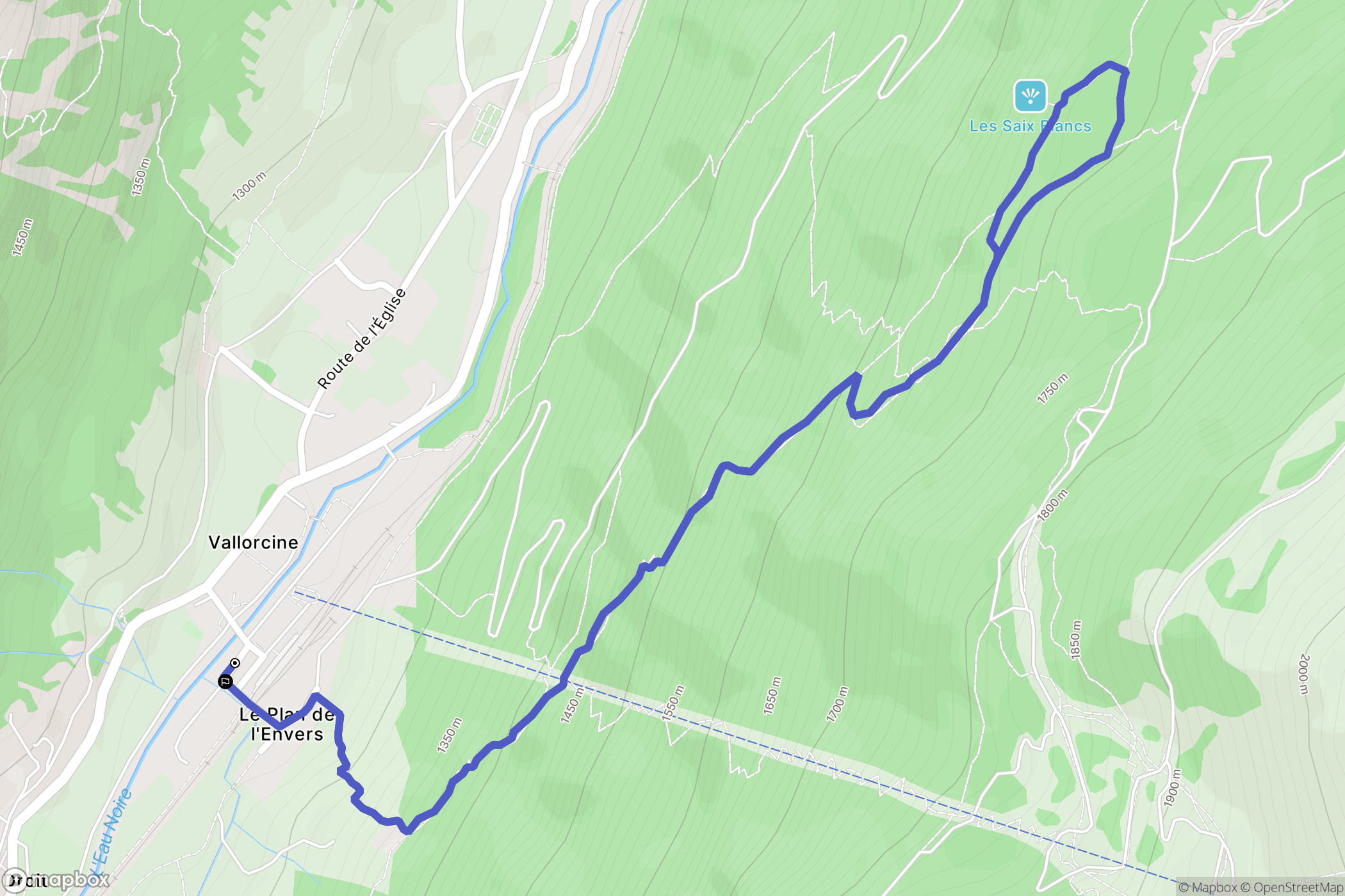 Vallorcine : carte du parcours de randonnée - France