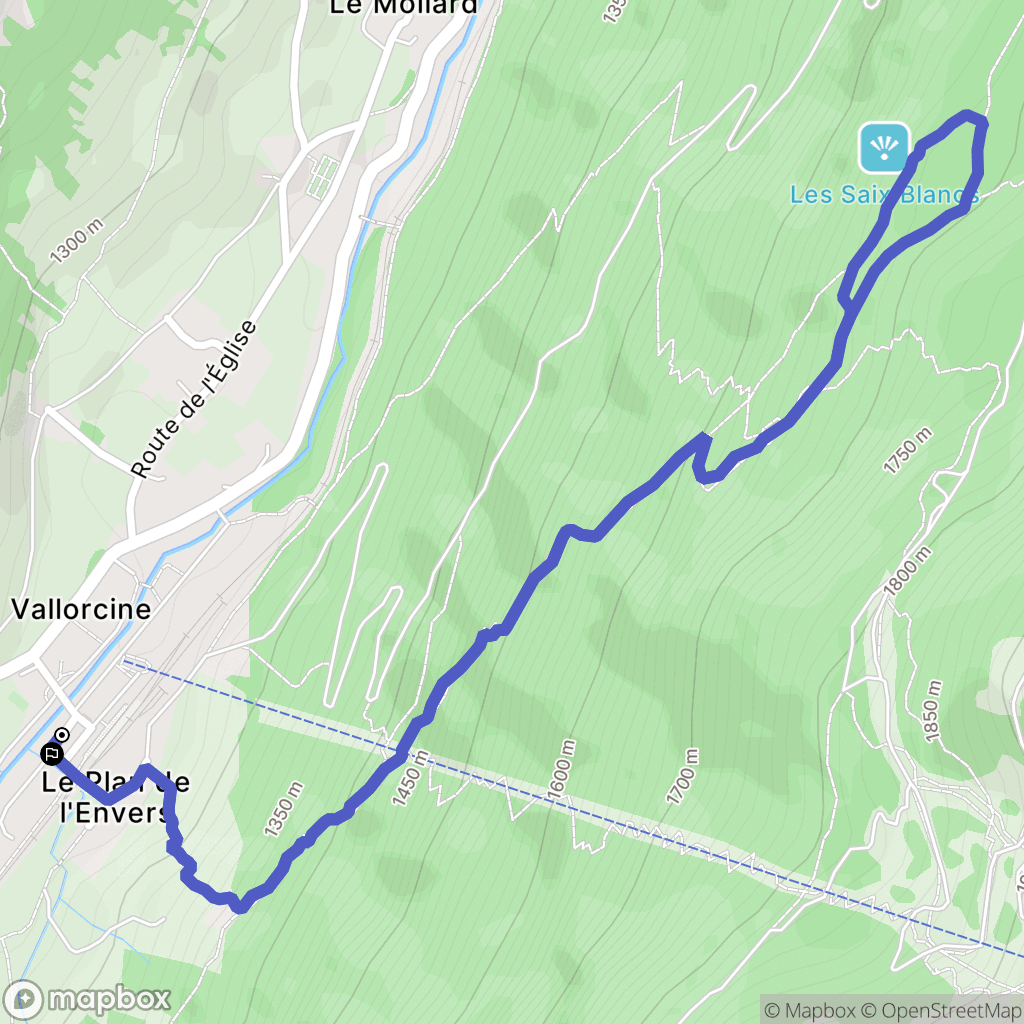 Vallorcine : carte du parcours de randonnée - France