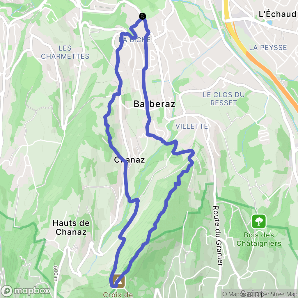 Barberaz : carte du parcours de randonnée - France