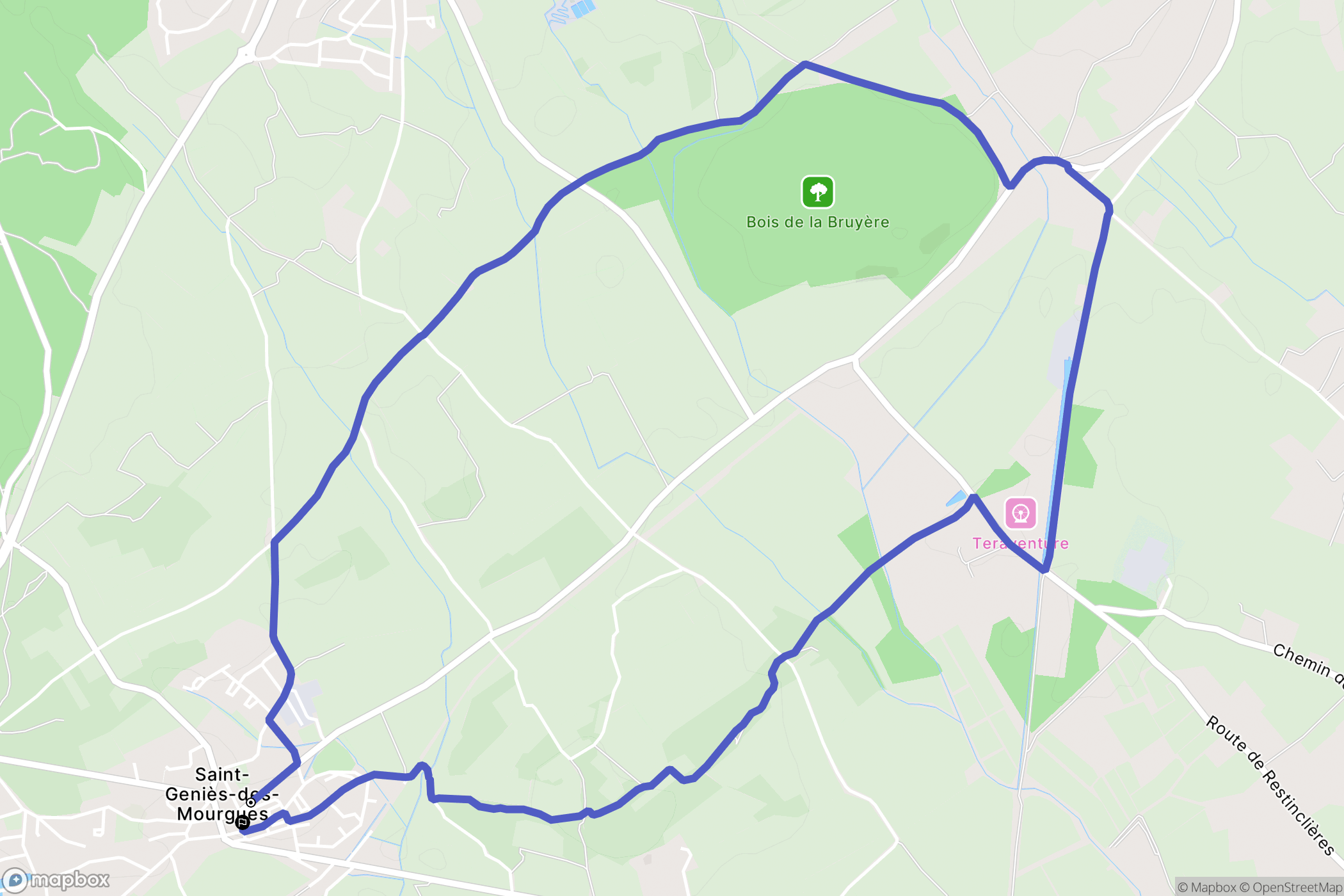 Saint-Geniès-des-Mourgues : carte du parcours de randonnée - France
