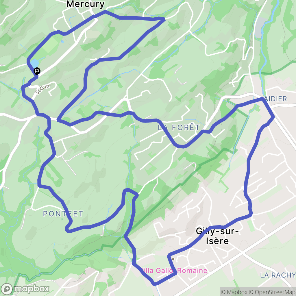 Mercury : carte du parcours de randonnée - France
