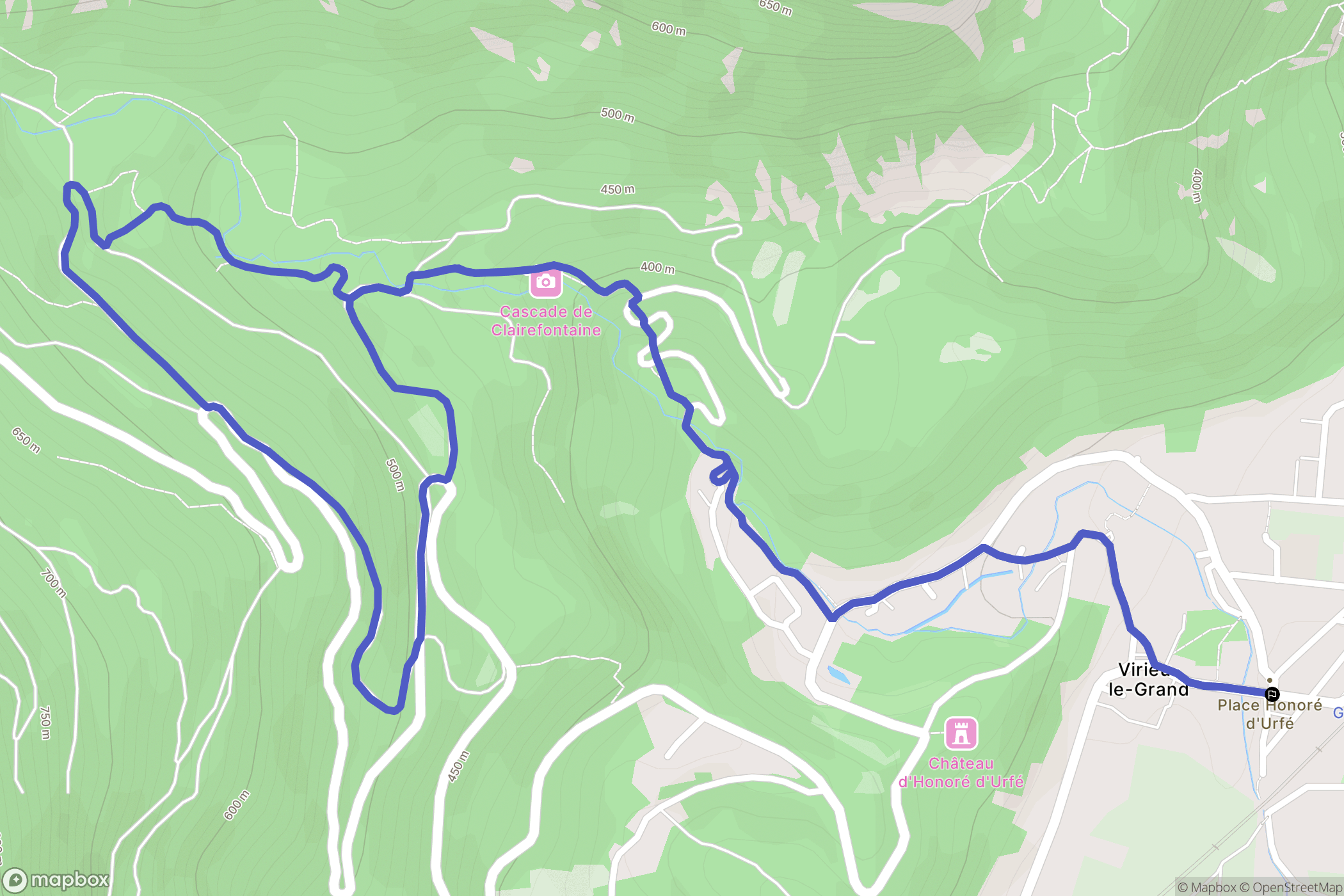 Virieu-le-Grand : carte du parcours de randonnée - France