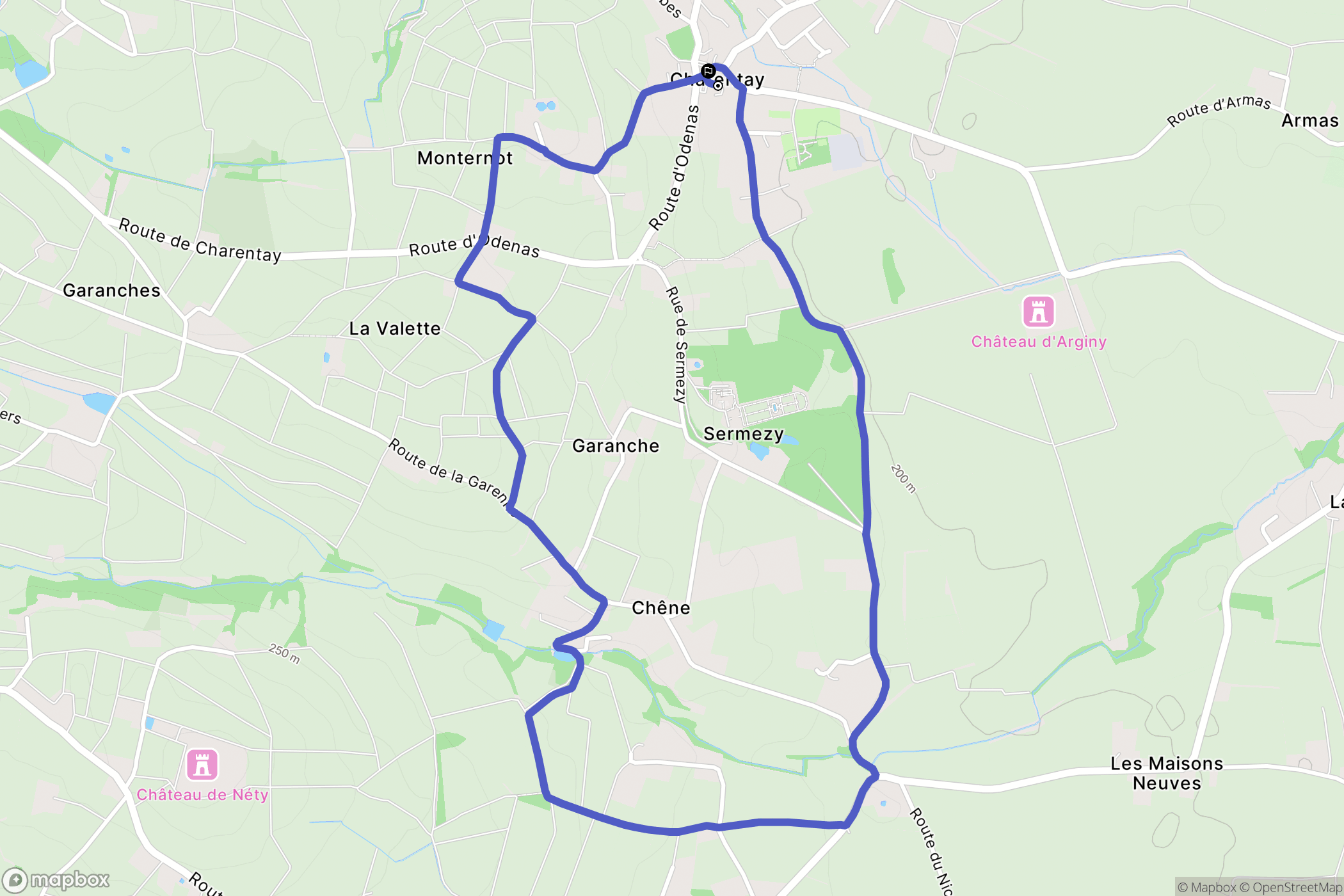 Charentay : carte du parcours de randonnée - France