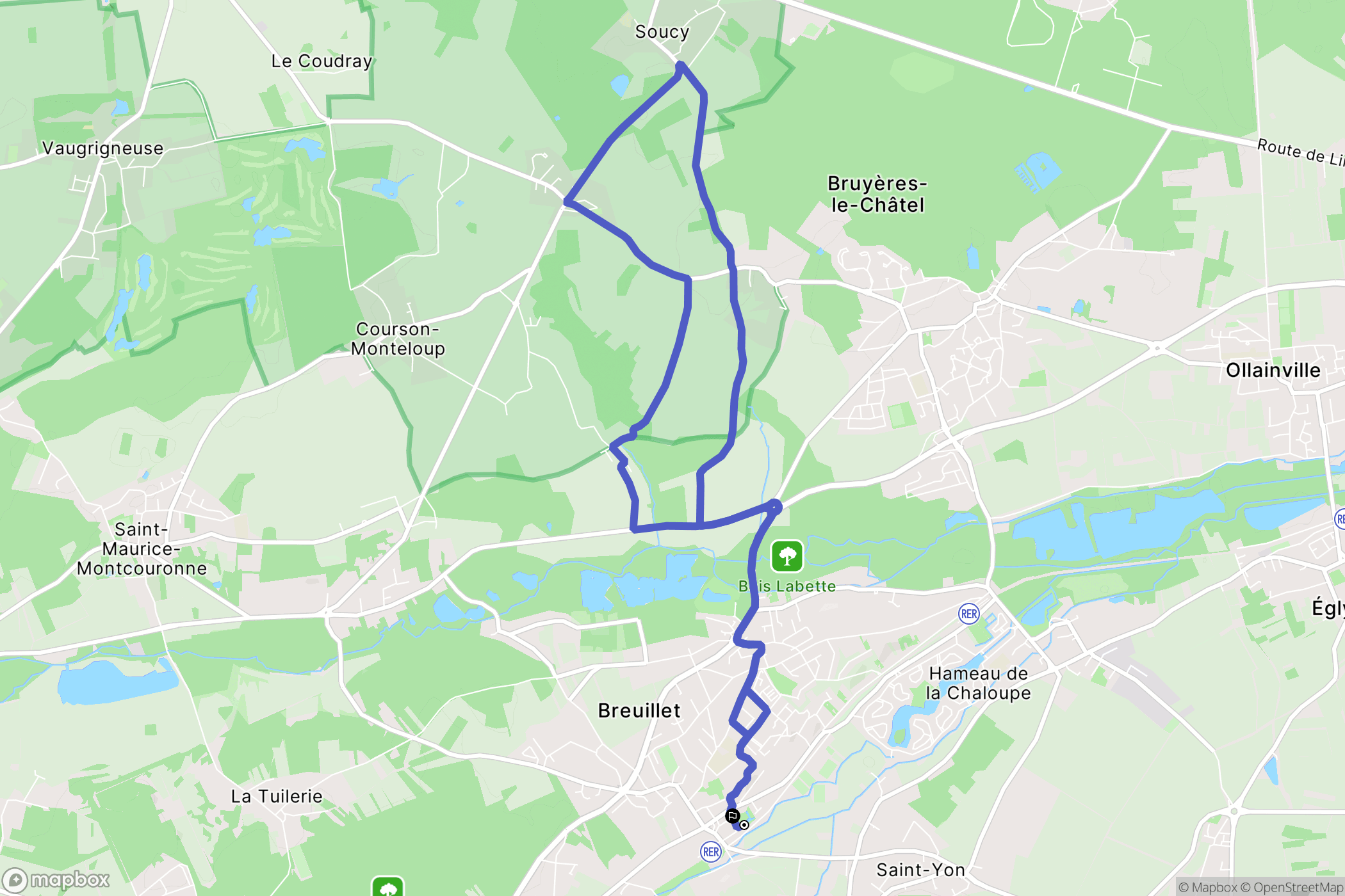 Breuillet : carte du parcours de randonnée - France