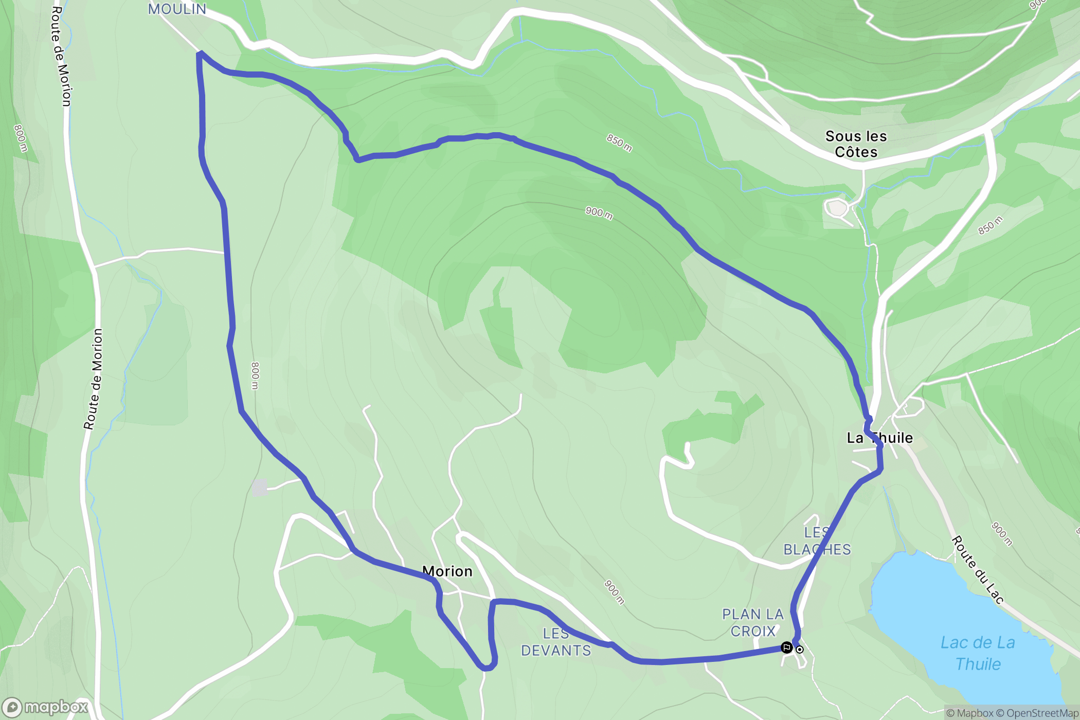 La Thuile : carte du parcours de randonnée - France