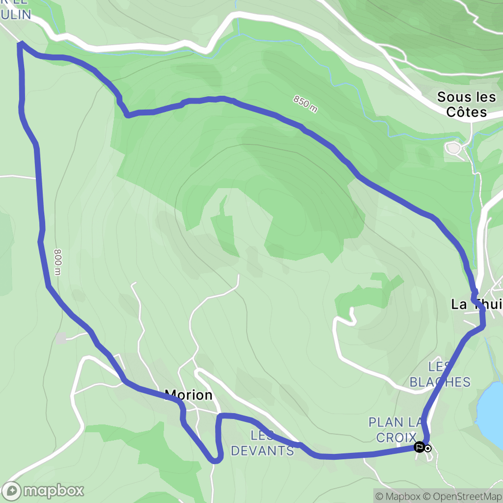 La Thuile : carte du parcours de randonnée - France