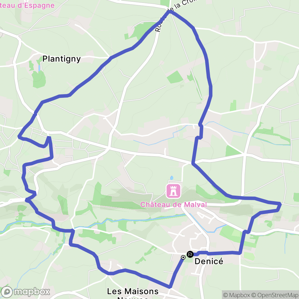 Denicé : carte du parcours de randonnée - France