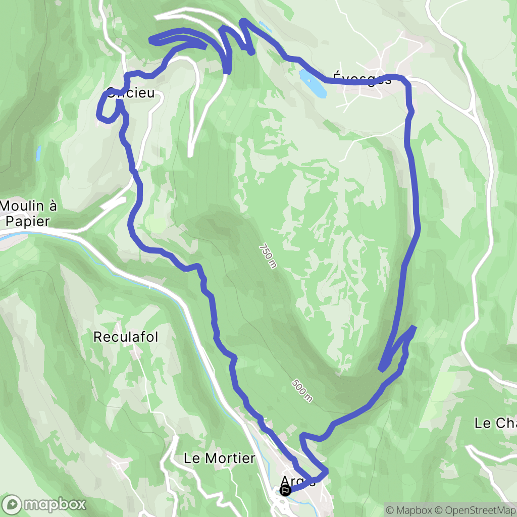 Argis : carte du parcours de randonnée - France