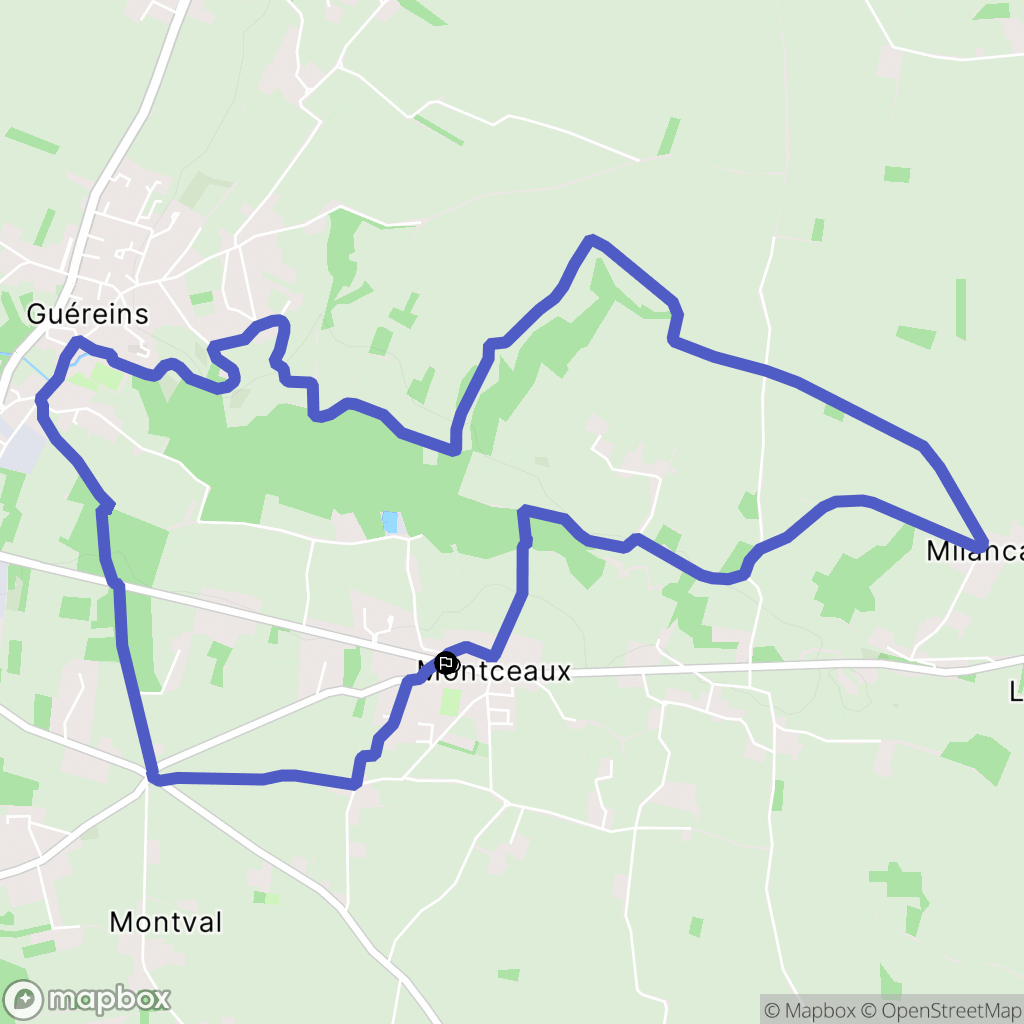 Montceaux : carte du parcours de randonnée - France