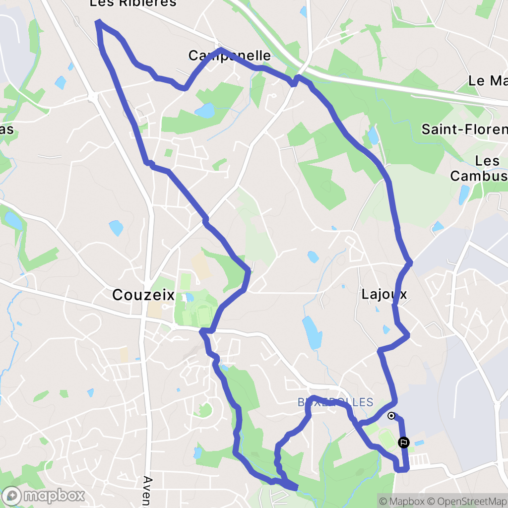 Couzeix : carte du parcours de randonnée - France