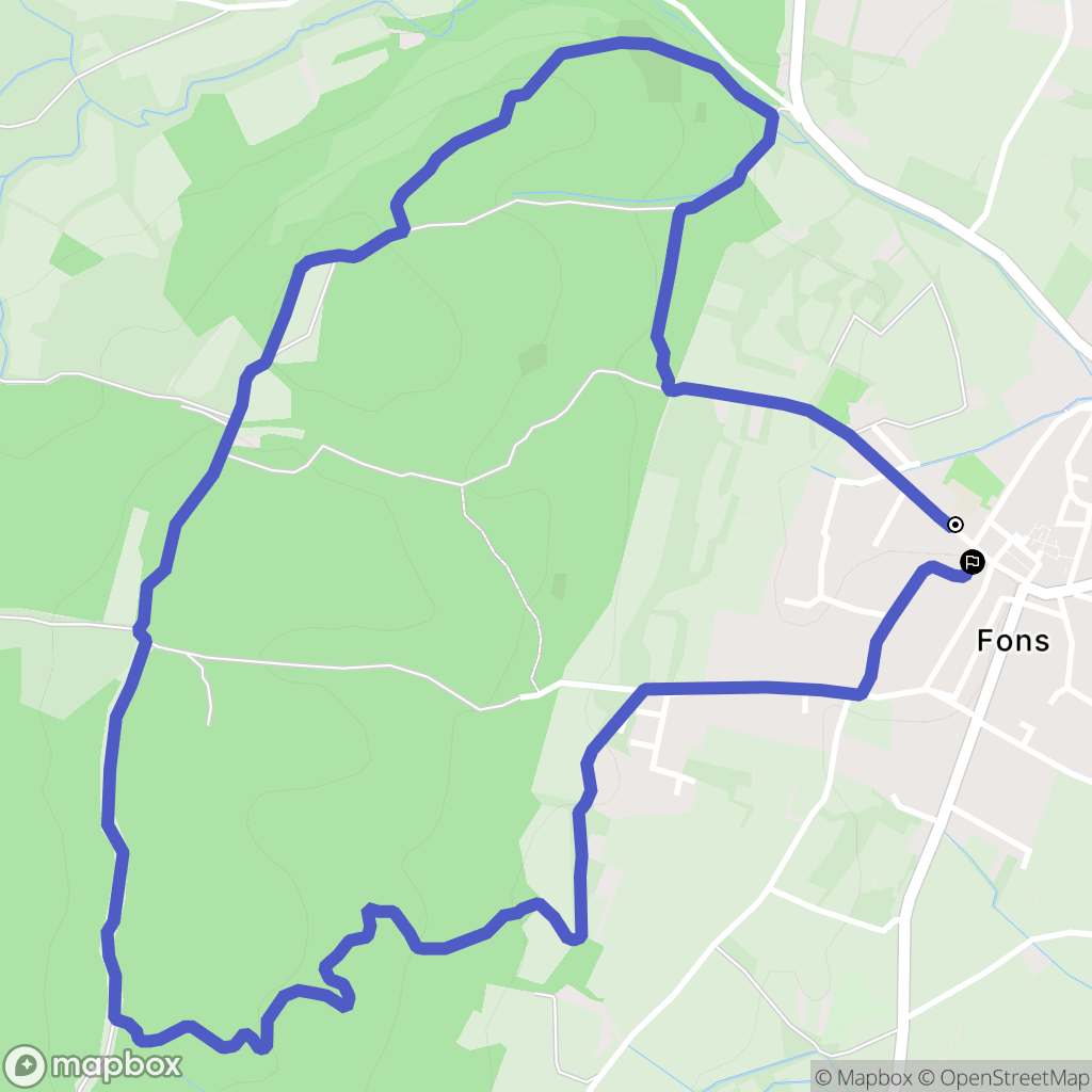 Fons : carte du parcours de randonnée - France
