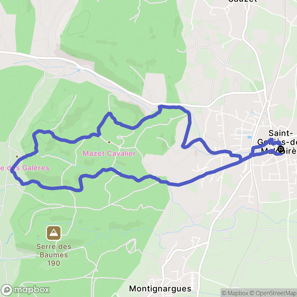 Saint-Génies-de-Malgoirès : carte du parcours de randonnée - France