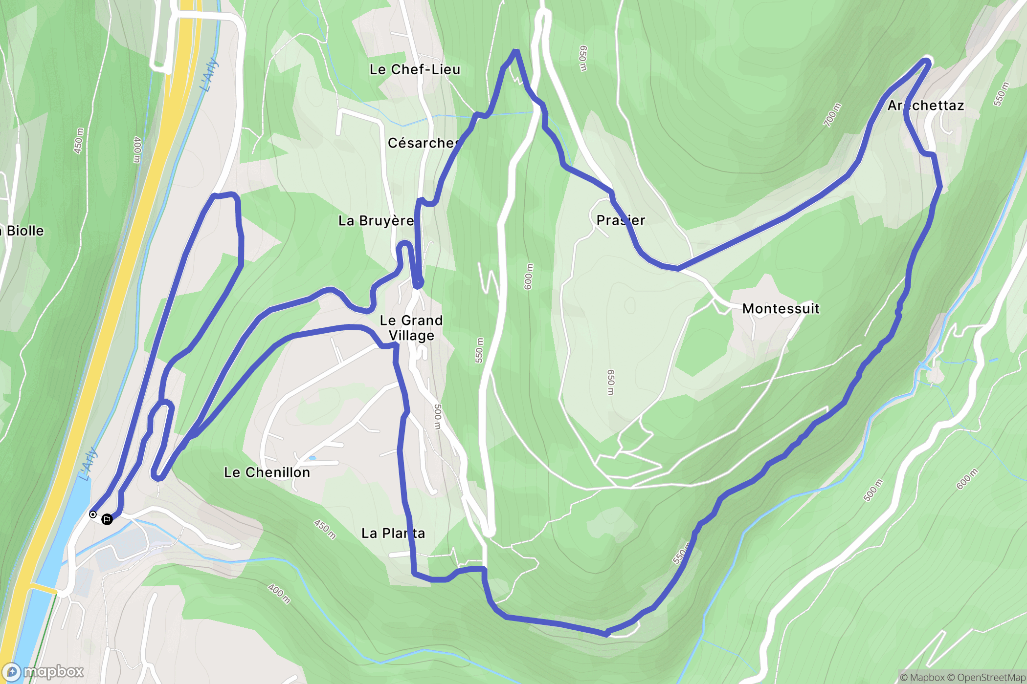 Césarches : carte du parcours de randonnée - France