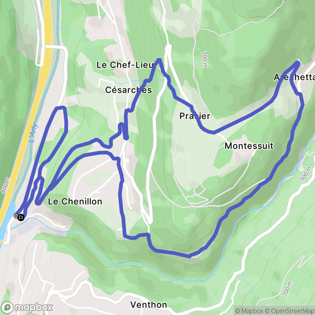 Césarches : carte du parcours de randonnée - France