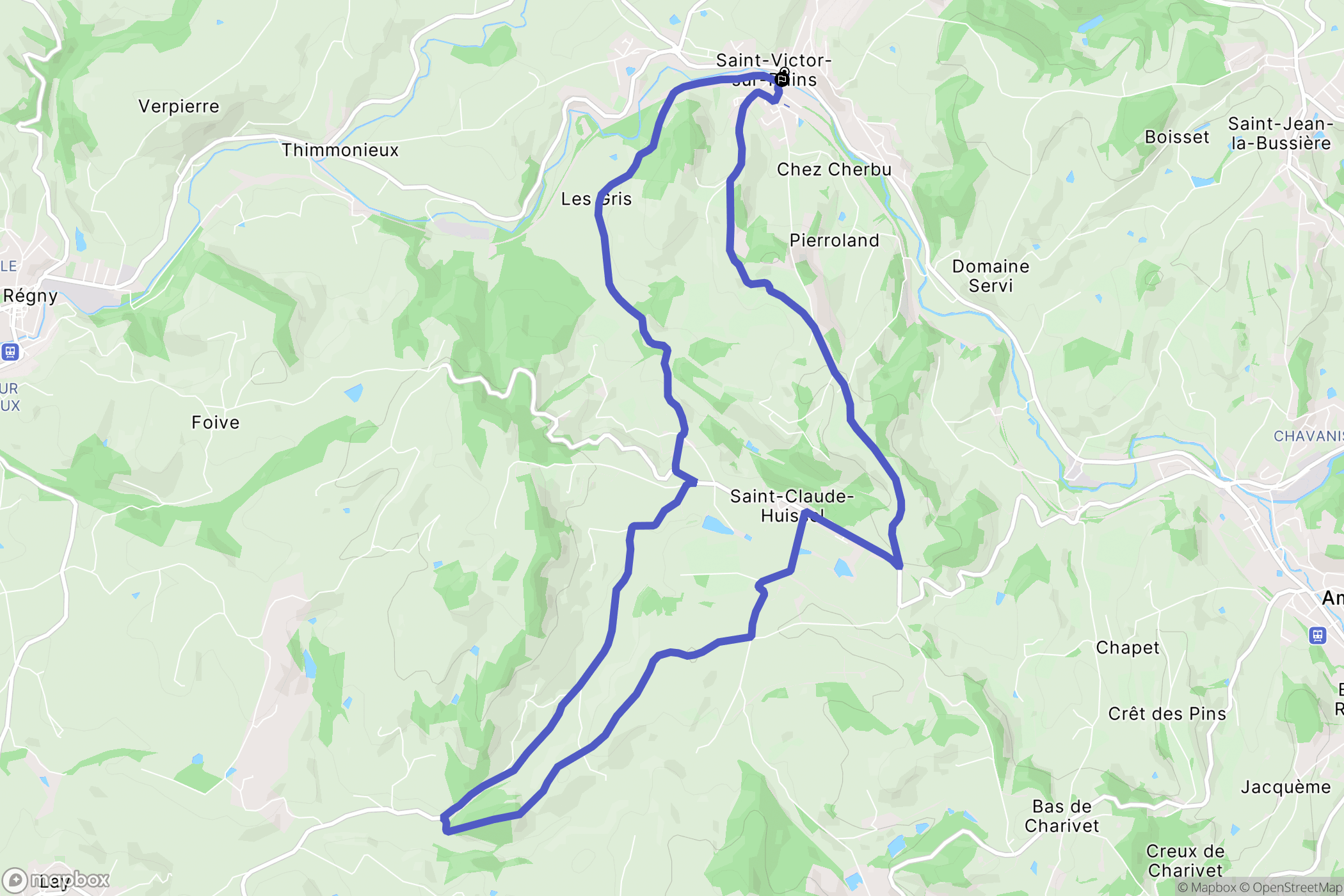 Saint-Victor-sur-Rhins : carte du parcours de randonnée - France
