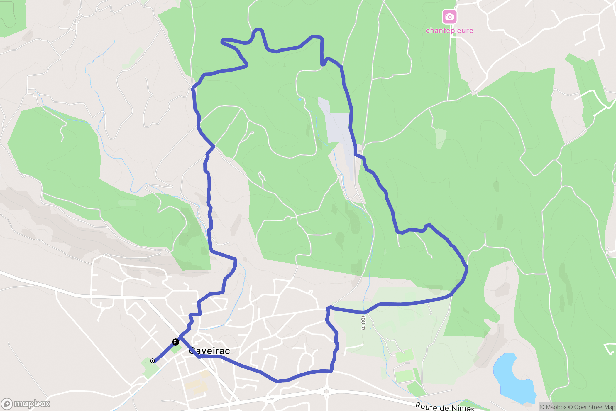 Caveirac : carte du parcours de randonnée - France