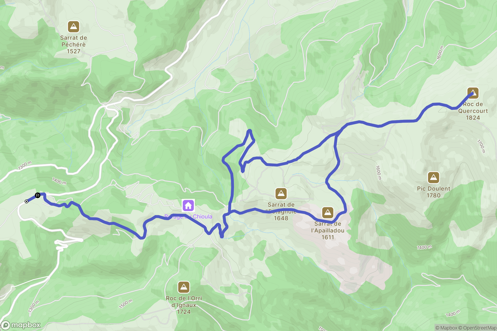 Caussou : carte du parcours de randonnée - France