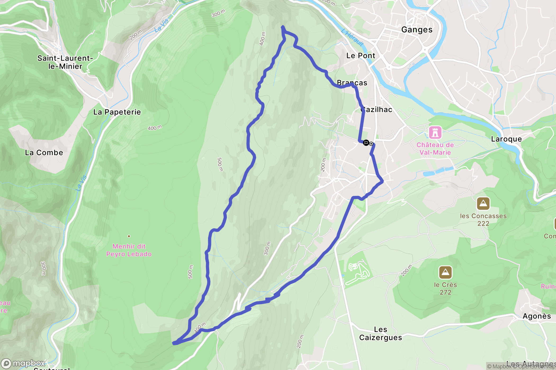 Cazilhac : carte du parcours de randonnée - France