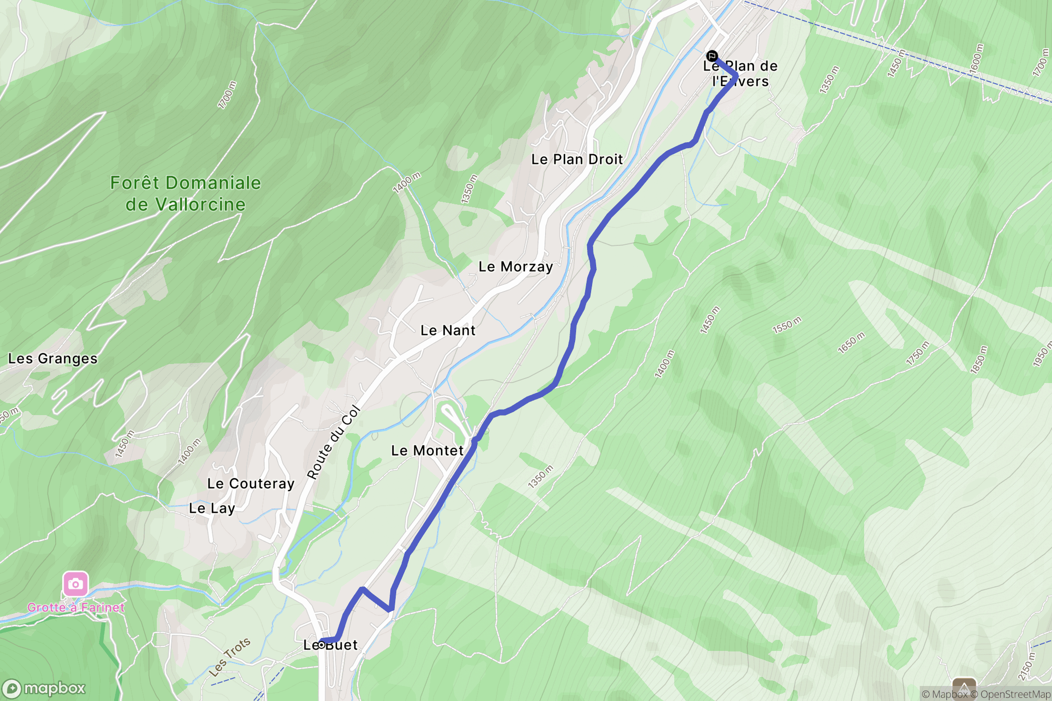 Vallorcine : carte du parcours de randonnée - France