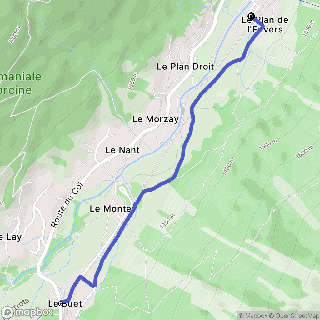 Vallorcine : carte du parcours de randonnée - France