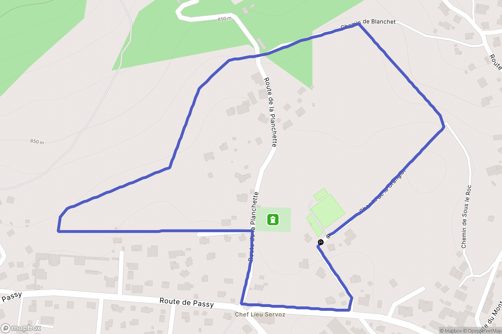 Servoz : carte du parcours de randonnée - France