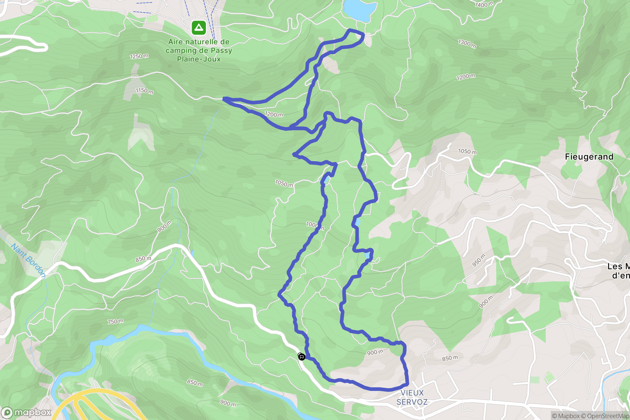 Servoz : carte du parcours de randonnée - France
