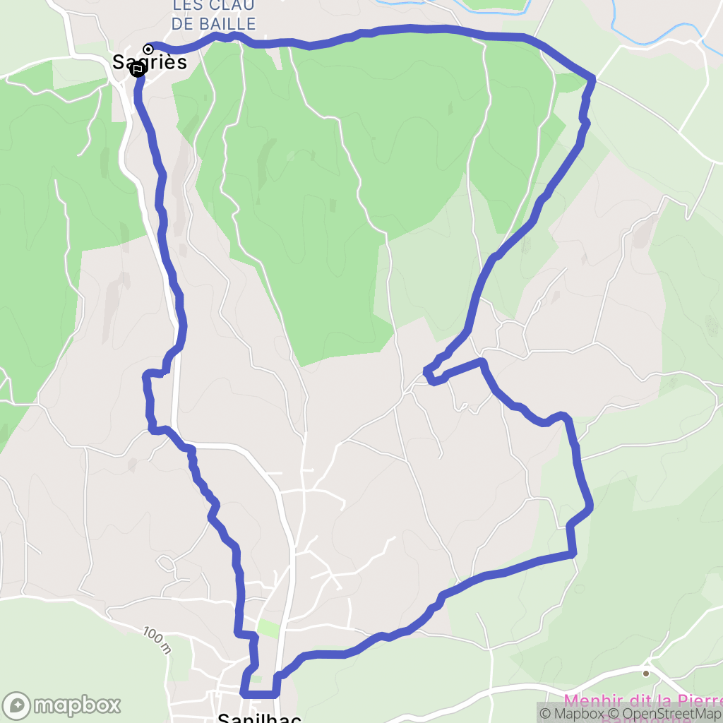 Sanilhac-Sagriès : carte du parcours de randonnée - France