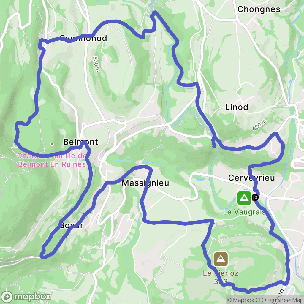 Artemare : carte du parcours de randonnée - France