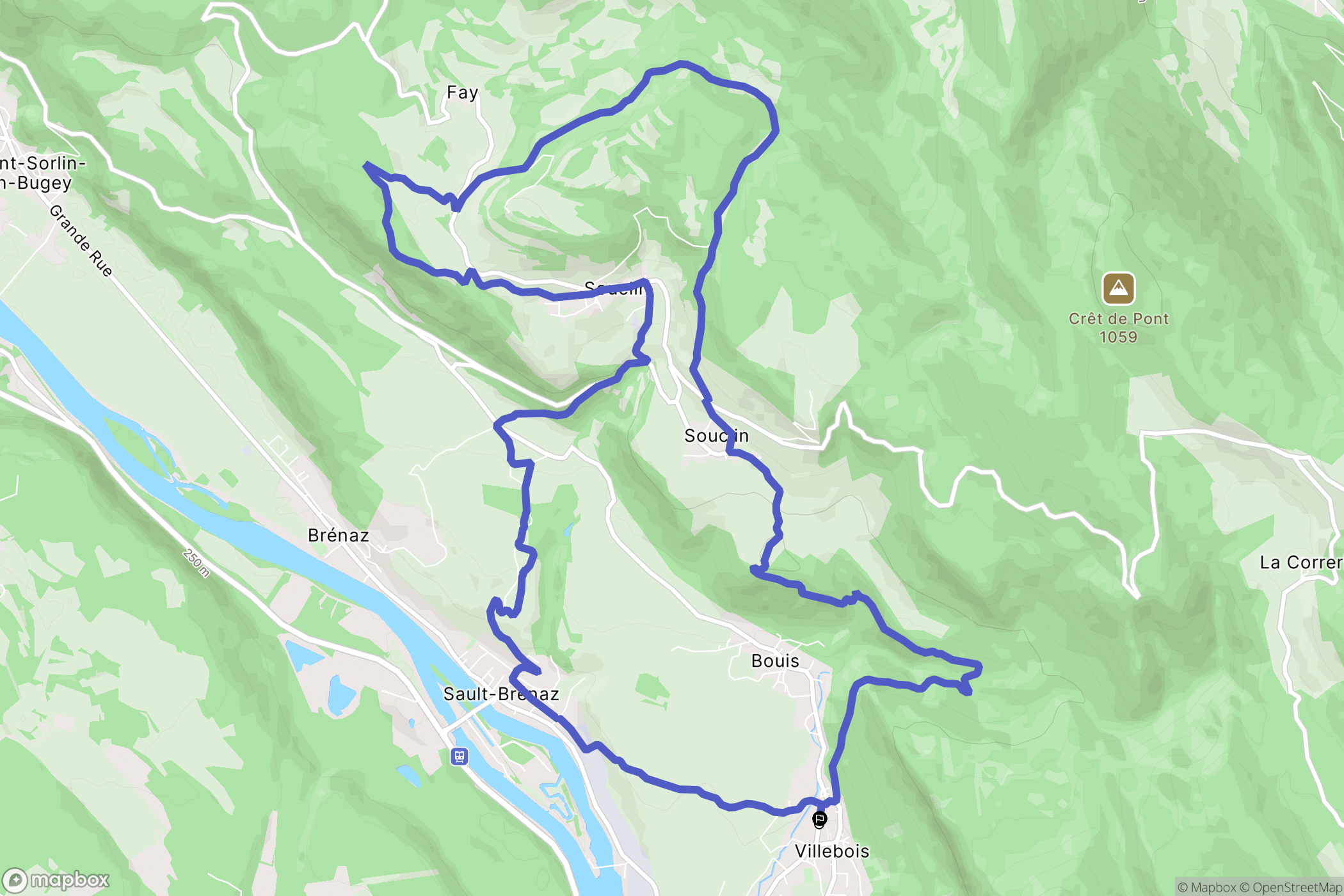 Villebois : carte du parcours de randonnée - France