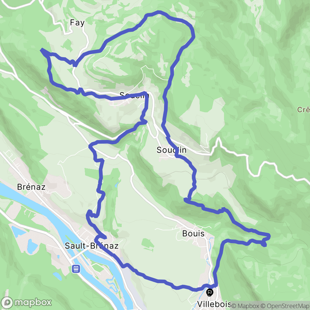 Villebois : carte du parcours de randonnée - France
