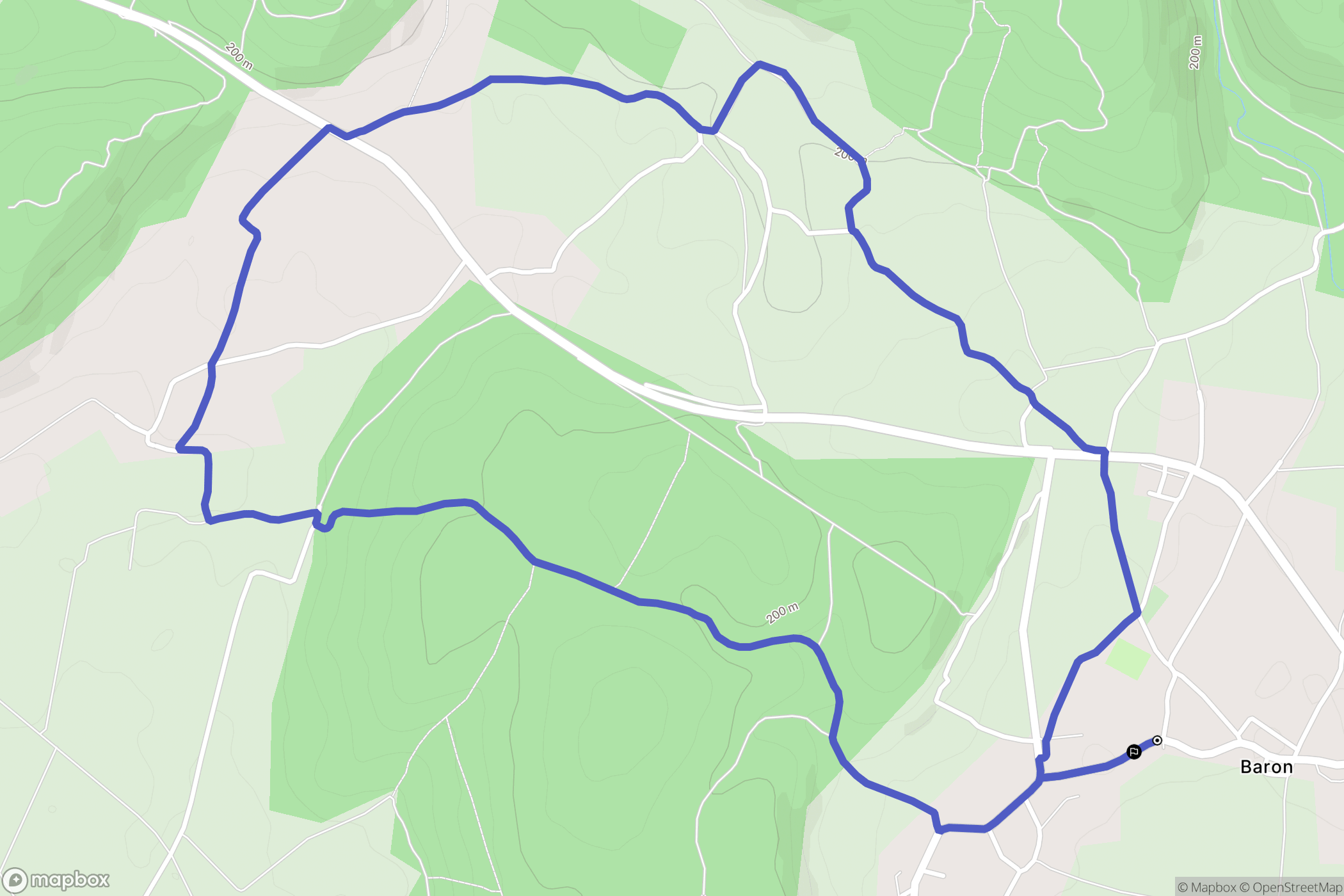 Baron : carte du parcours de randonnée - France