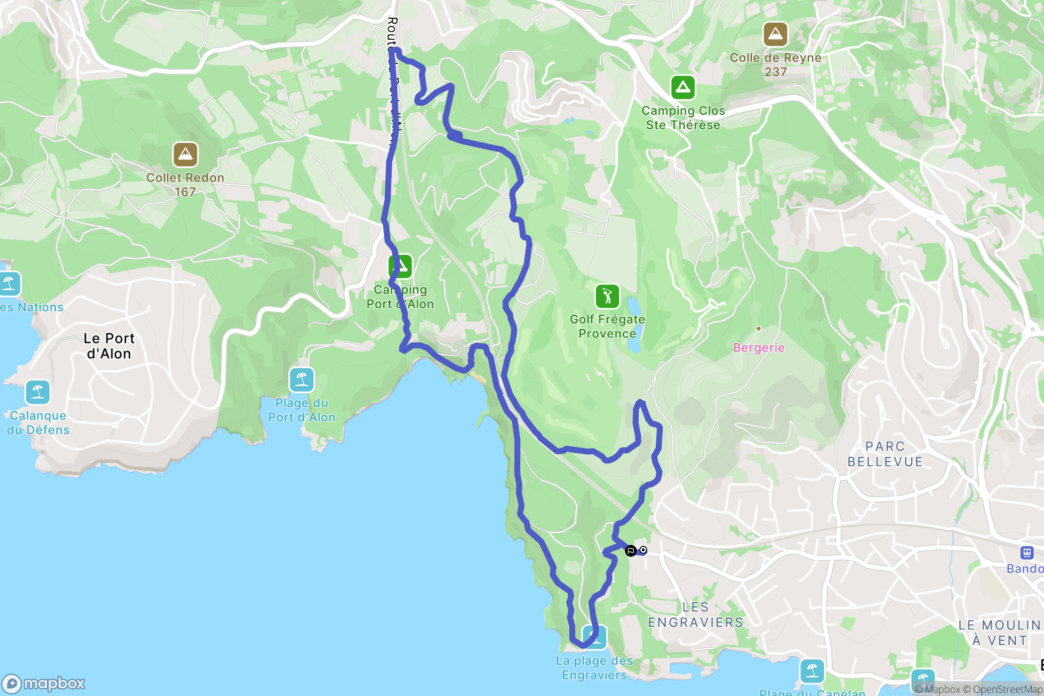 Bandol : carte du parcours de randonnée - France