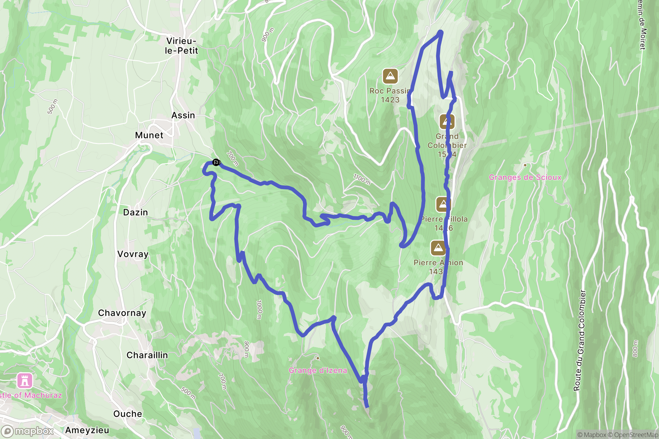 Munet, Arvière-en-Valromey : carte du parcours de randonnée - France