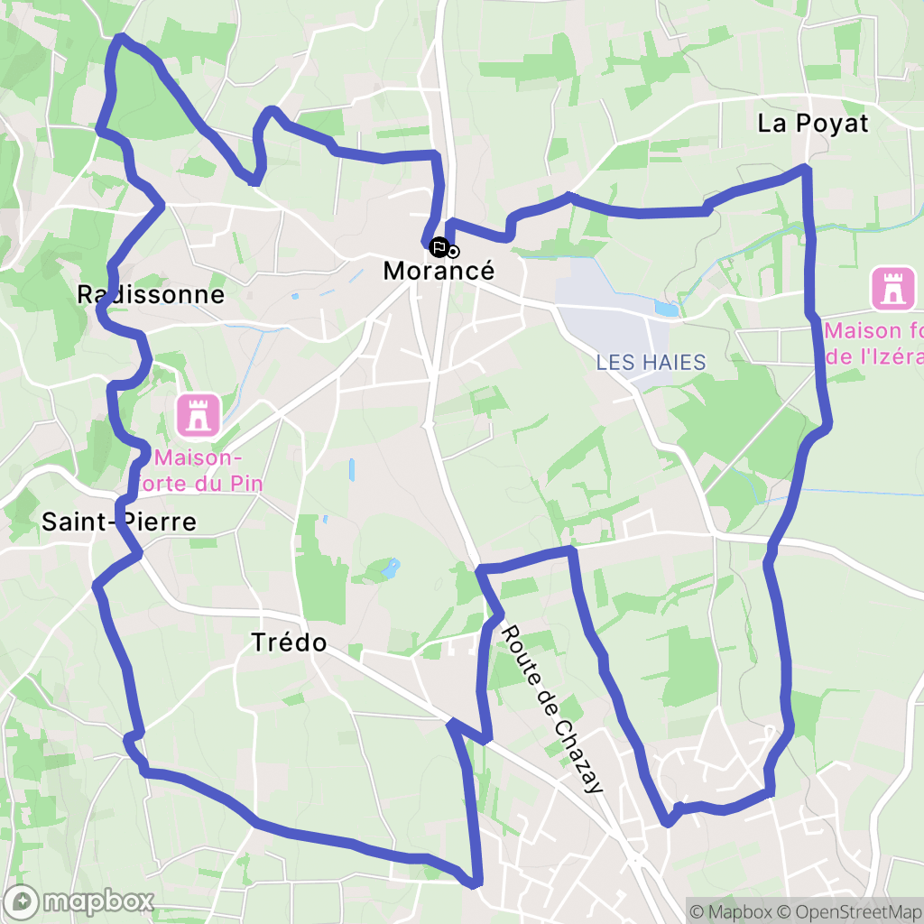 Morancé : carte du parcours de randonnée - France